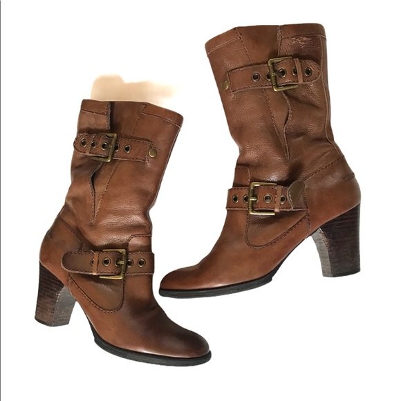 Nine West Shoes - Nine West heeled boots size 7 brown leather